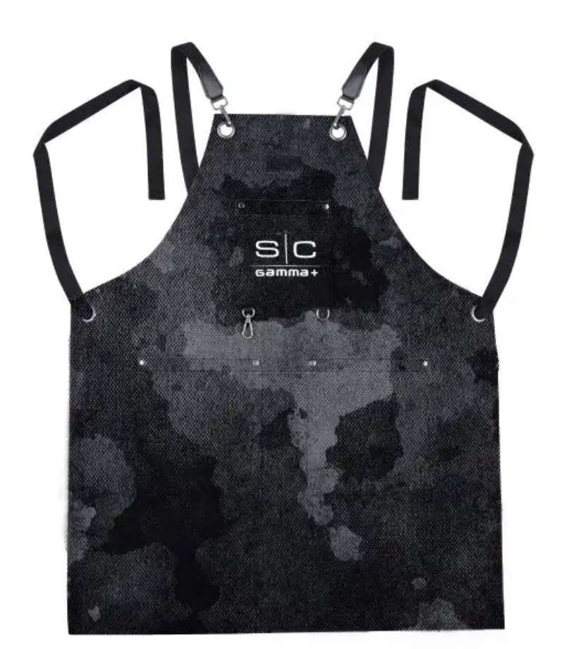 Stylecraft WATERPROOF BARBER/SALON APRON WITH CROSSBACK STRAP IN BLACK CAMO DESIGN